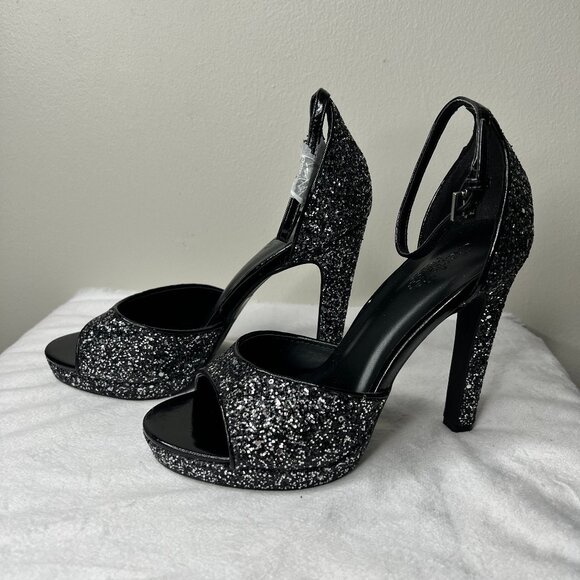 NEW! Black Glitter Sparkly Heels - Picture 2 of 10